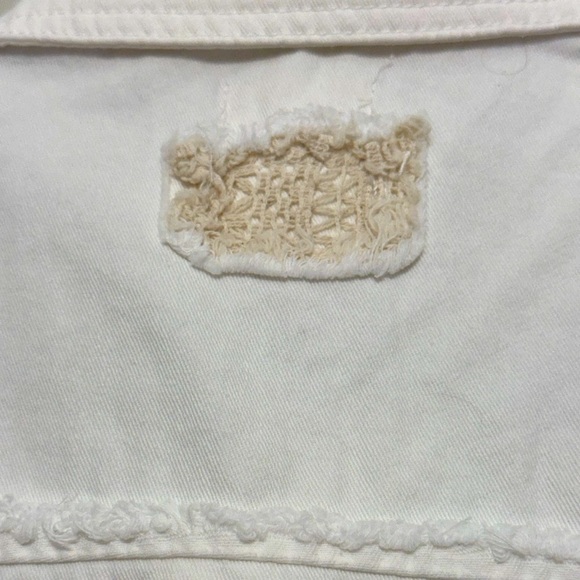 NWOT POL #17 One Piece Jean Jumpsuit Shorts Utility Romper, WHITE and KHAKI - M - Picture 9 of 15